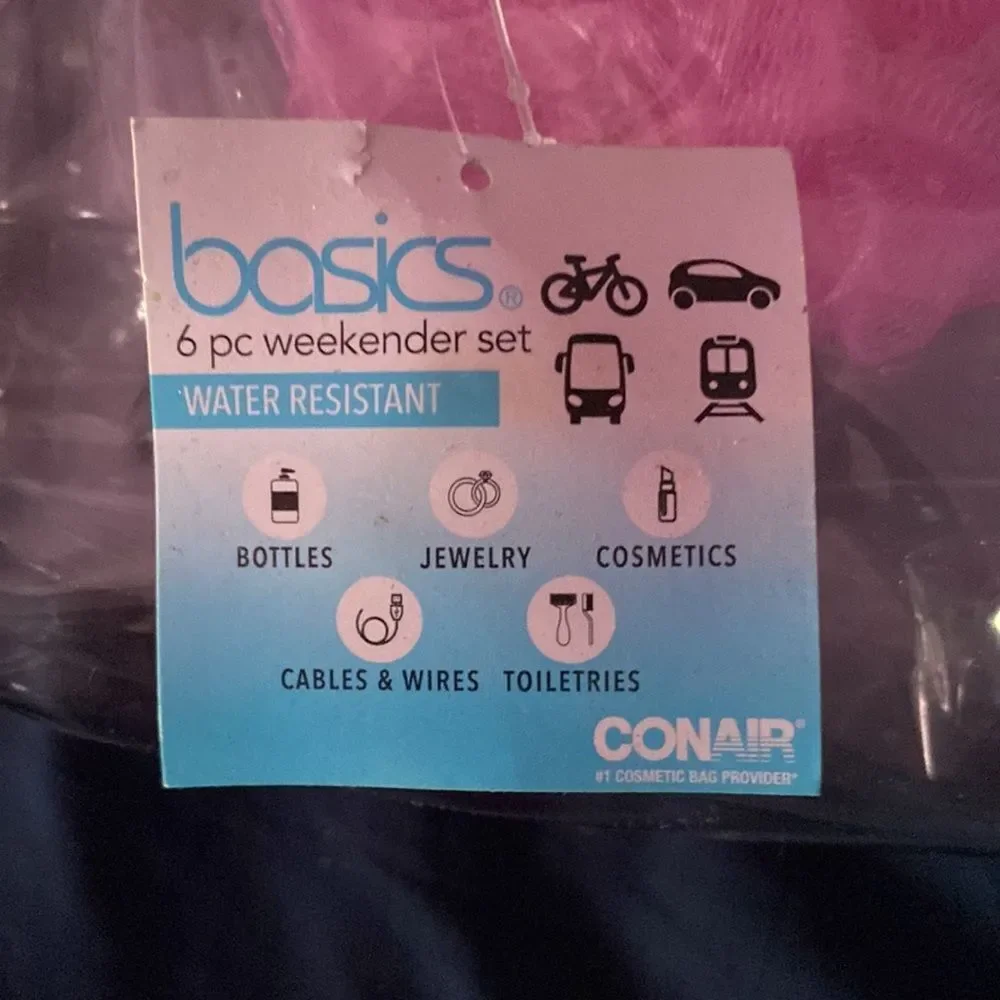 Basics 6-Piece Clear Plastic Travel Toiletry Bag Set with Bottles TSA Approved